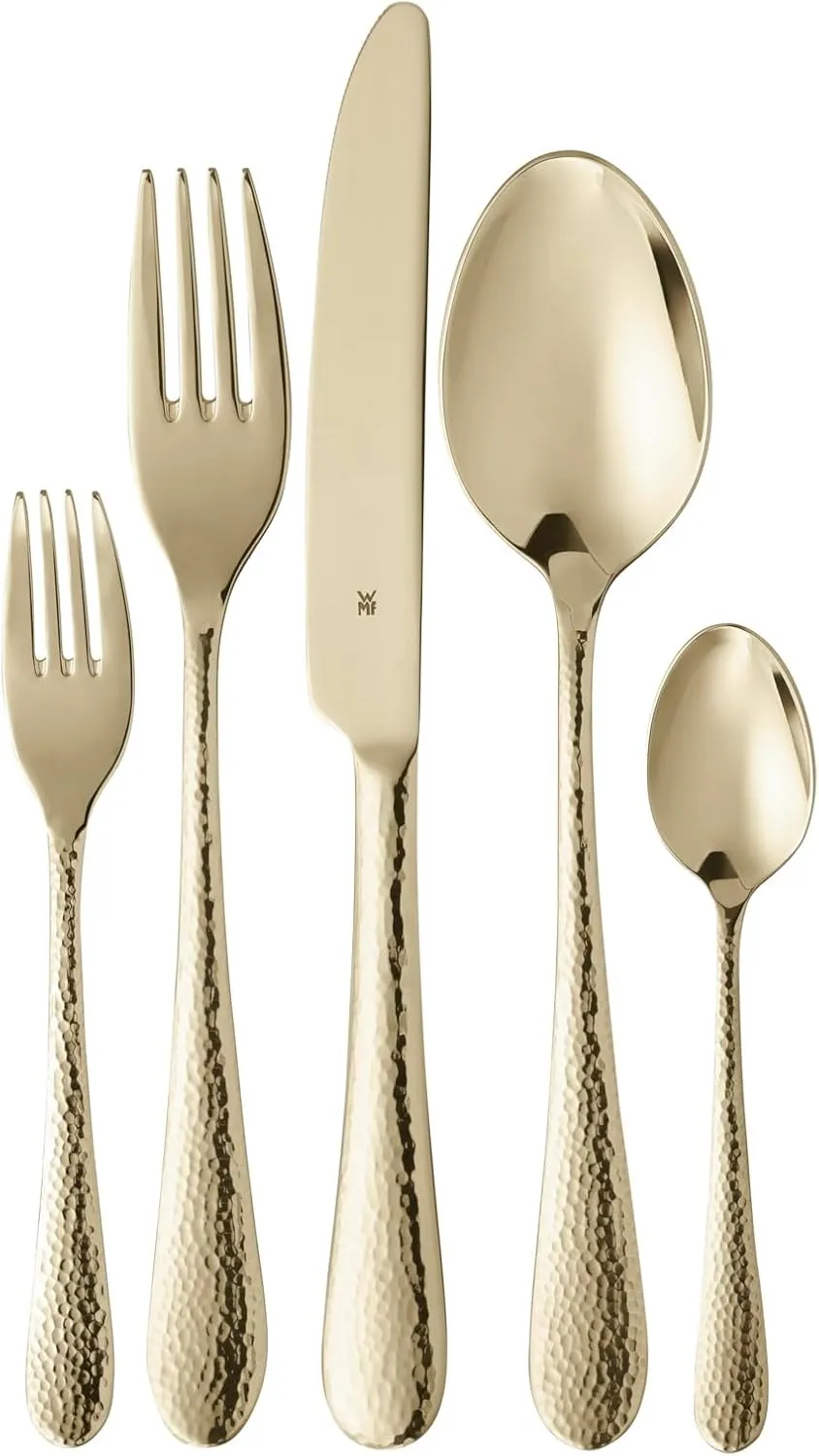 WMF Sitello Gold Edition 30-Piece Cutlery Set for 6 People, Polished Cromargan Stainless Steel, Yellow Shiny Gold Finish