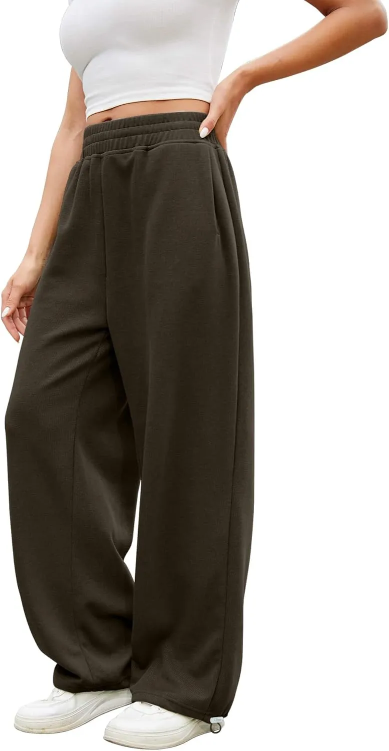 Women Baggy Sweatpants Casual Wide Leg Drawstring Athletic Fit Joggers Lounge Pants Trousers with Pockets