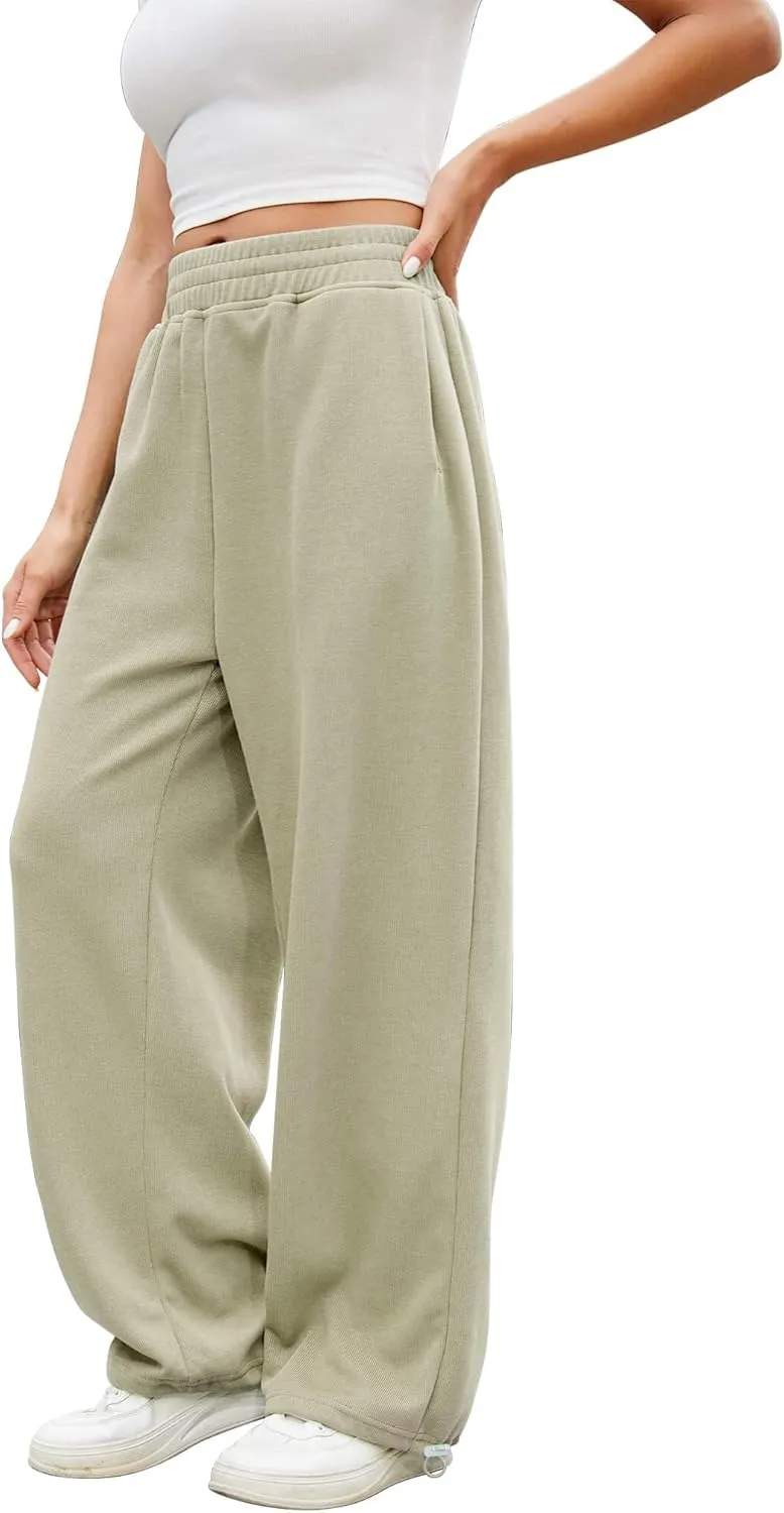 Women Baggy Sweatpants Casual Wide Leg Drawstring Athletic Fit Joggers Lounge Pants Trousers with Pockets