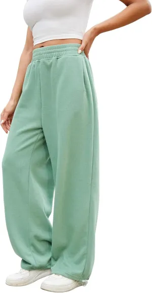 Women Baggy Sweatpants Casual Wide Leg Drawstring Athletic Fit Joggers Lounge Pants Trousers with Pockets