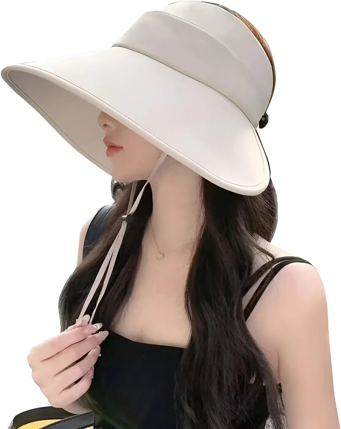 Women Foldable Sun Visor Hat Wide Brim UPF 50  UV Protection Hats Adjustable Floppy Topless Beach Cap