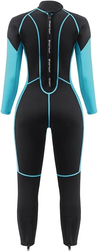 Womens Full Body Wetsuit 3mm - Neoprene Diving Suits Front Zip Dive Skin for Diving Snorkeling Surfing Swimming