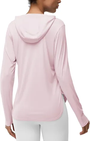 Women's Rash Guard Long Sleeve UV Sun Protection Shirts with Kangaroo Pocket Hoodie UPF 50  Lightweight SPF Tops for Hiking