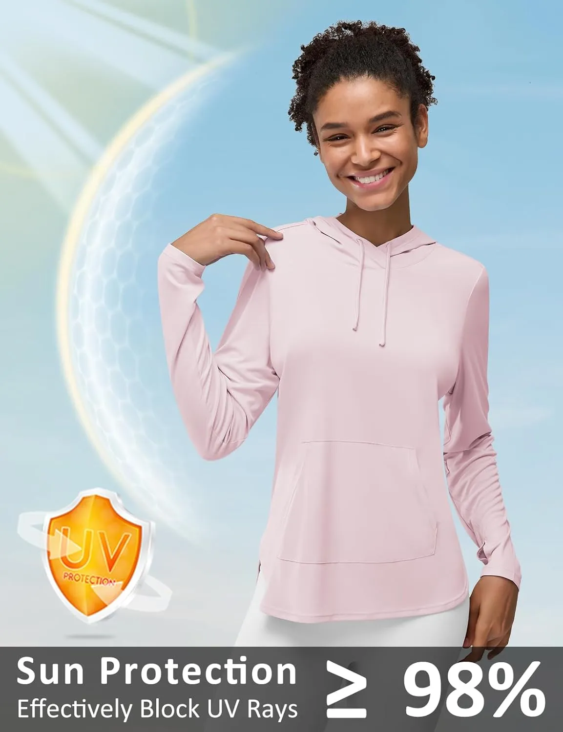 Women's Rash Guard Long Sleeve UV Sun Protection Shirts with Kangaroo Pocket Hoodie UPF 50  Lightweight SPF Tops for Hiking