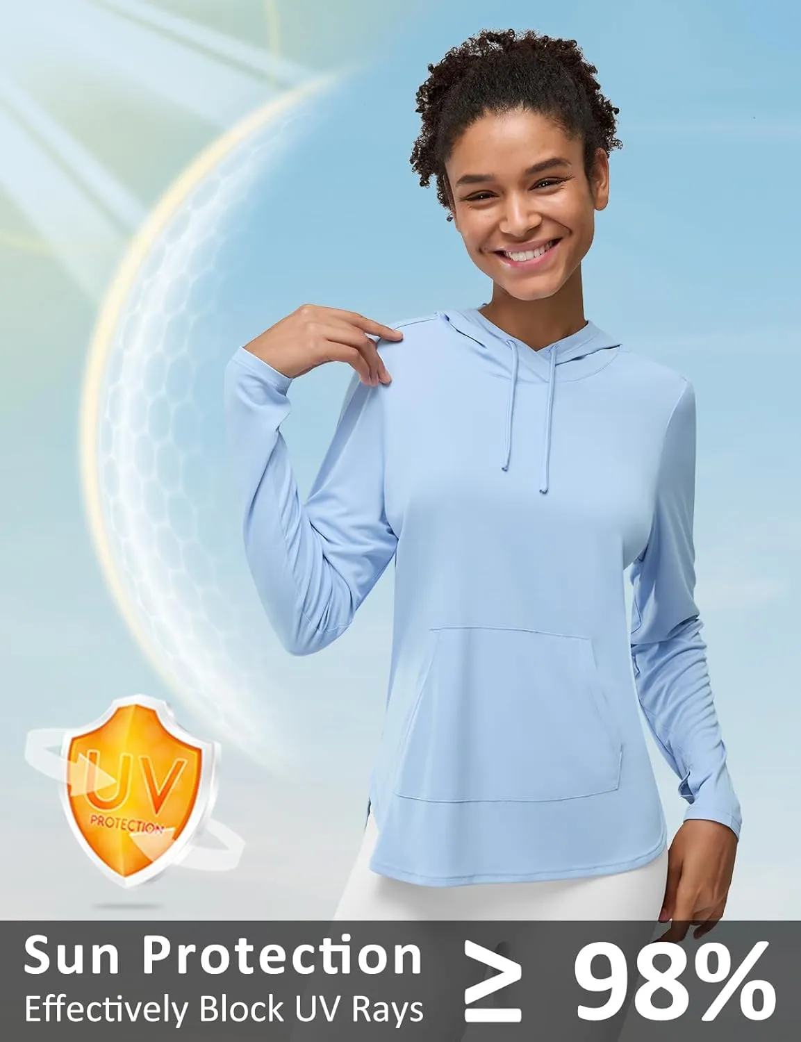 Women's Rash Guard Long Sleeve UV Sun Protection Shirts with Kangaroo Pocket Hoodie UPF 50  Lightweight SPF Tops for Hiking