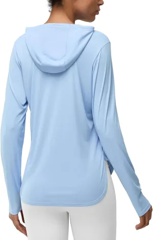 Women's Rash Guard Long Sleeve UV Sun Protection Shirts with Kangaroo Pocket Hoodie UPF 50  Lightweight SPF Tops for Hiking