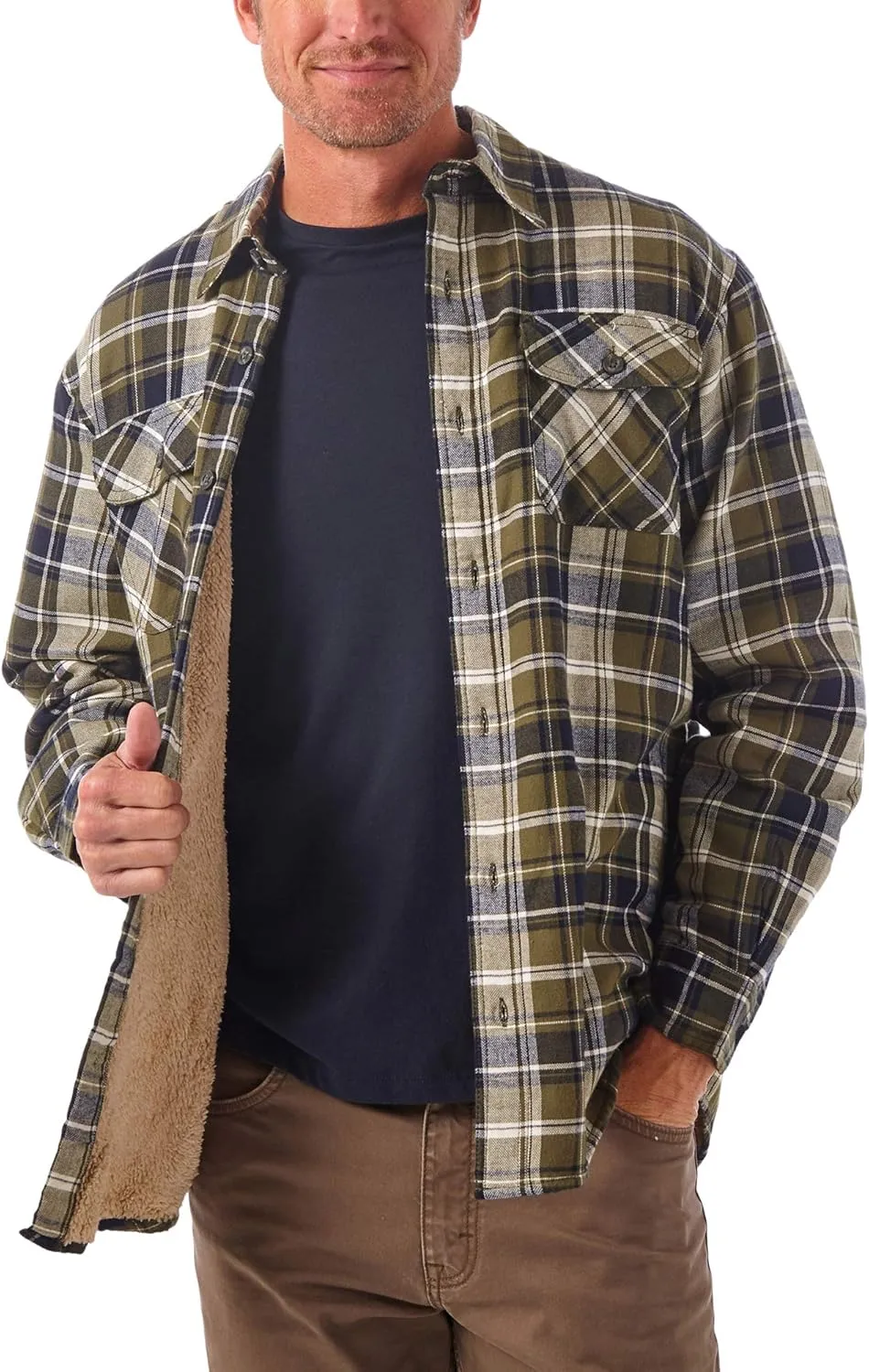 Wrangler Authentics Men's Long Sleeve Sherpa Lined Shirt Jacket