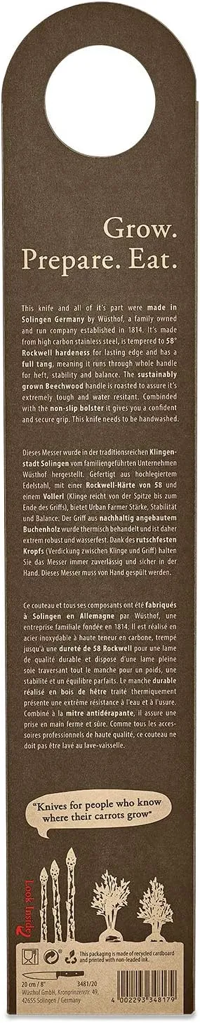 Wusthof Urban Farmer 8" Chef's Knife with Heat Treated Beech Handle