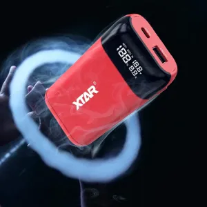 XTAR 18650 Battery Charger XTAR PB2S USB Output Function, Portable Li-ion USB C 18650 Battery Charger Box（Batteries NOT Included (Red)