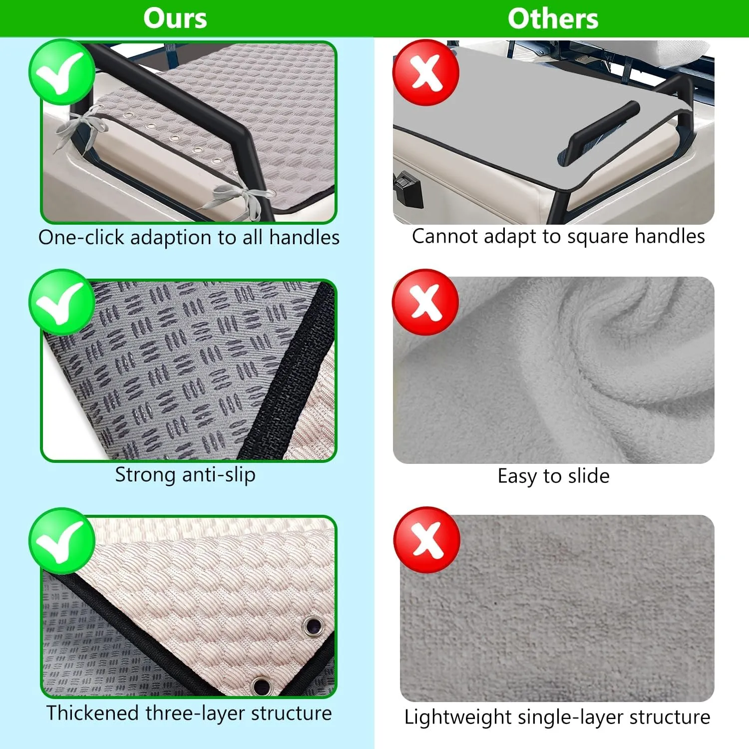 YOKYHOM Golf Cart Seat Covers, Ice Silk Fabric Golf Cart Seat Towel Blanket, Anti-Slip Low Surface   Adaptable Tie Rope Design, Perfect for Yamaha, EZGO, Club Car and More Golf Carts (39''x 22'')