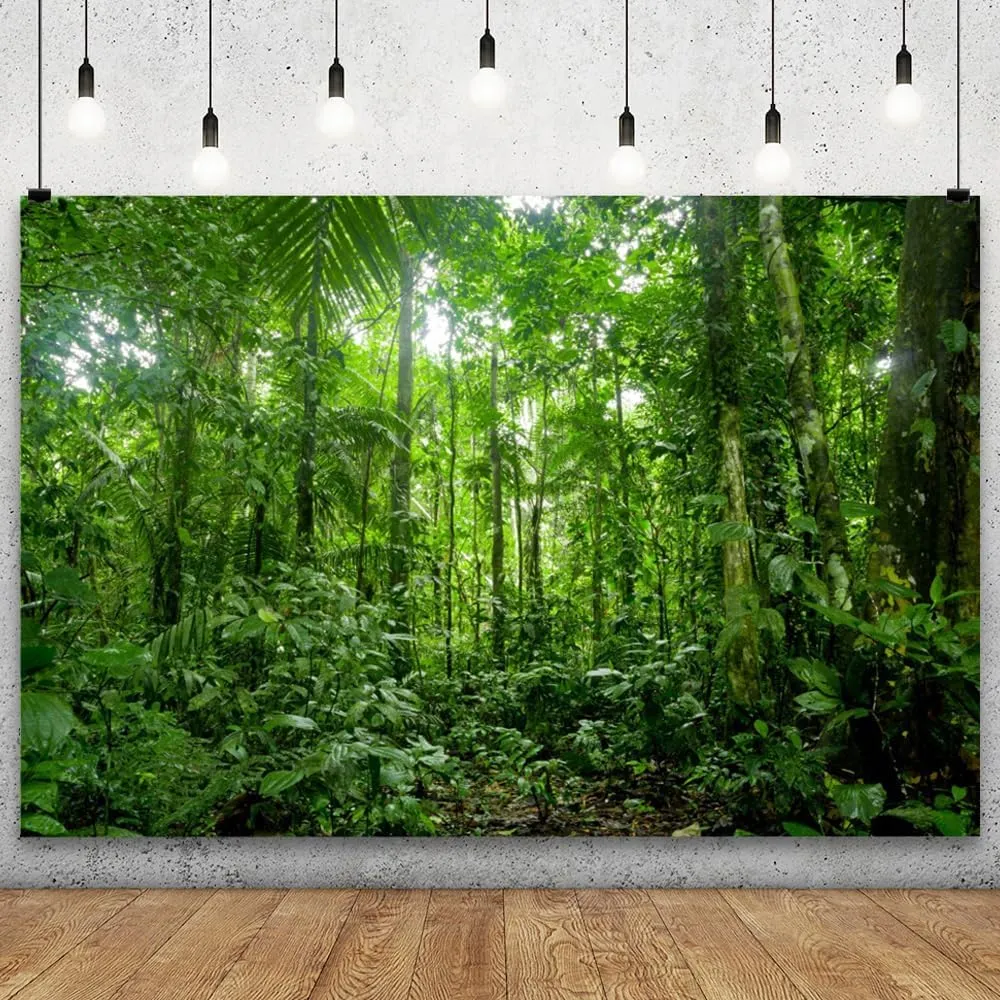 YongFoto 9x6ft Jungle Forest Trees Backdrops for Photography Summer Woods Wonderland Trees Plant Spring Nature Landscape Photography Background Picnic Camping Girl Boy Scouts Adventure Photo Studio