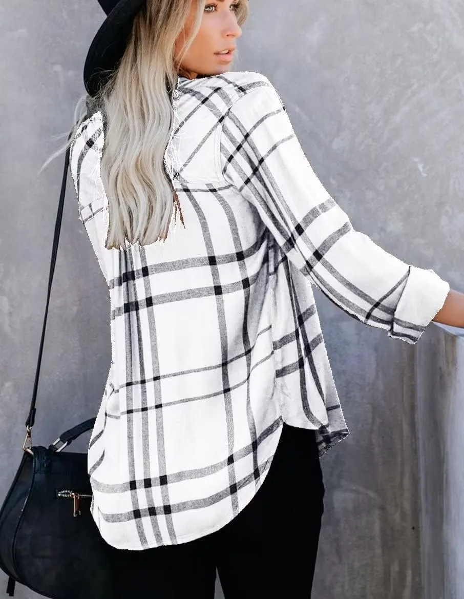 Zeagoo Womens Shirts Button Down Printed Lantern Long Sleeve Blouse Fashion Casual Tops 2025