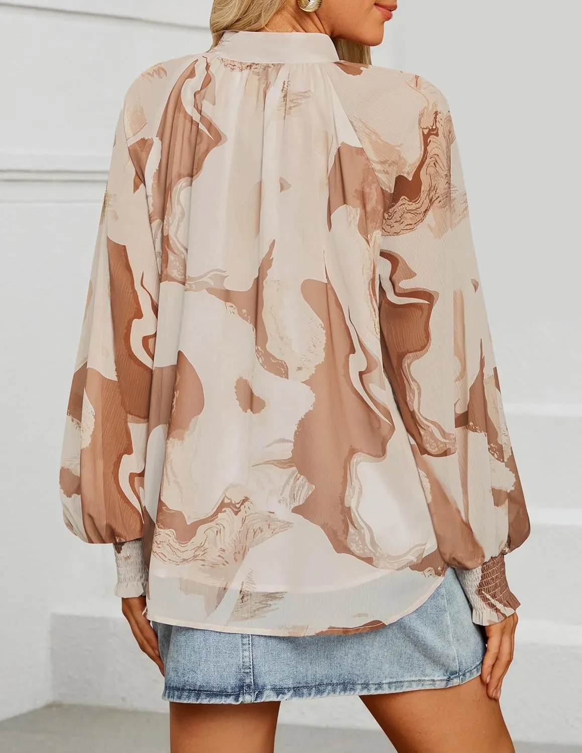 ZESICA Women's Floral Print Blouse 2025 Long Sleeve Button Down Casual Fall Boho Oversized Tops Shirts