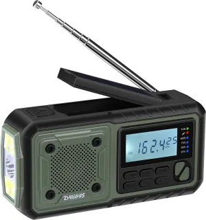 ZHIWHIS Emergency Radio, NOAA Weather/AM/FM Portable Hand Crank Solar Radios with SOS Alarm, Battery Powered and Built-in 5000mAh Li-Battery, Flashlight/Reading Lamp/Alerts for Emergencies ZWS-376